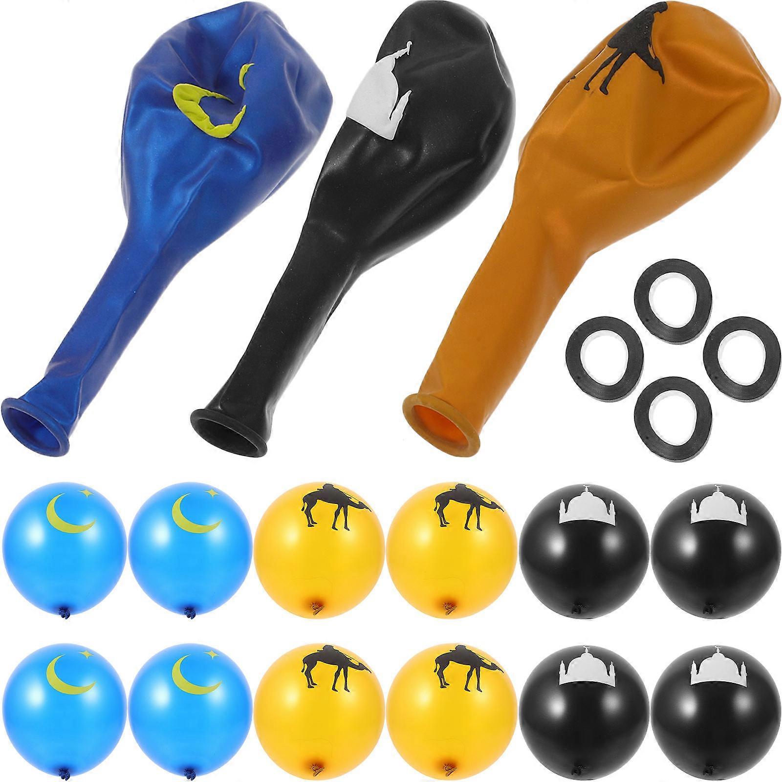 Eid Mubarak Balloon Decorative Ribbons For Ramadan Celebration Round Shape Assorted Color 1 Set
