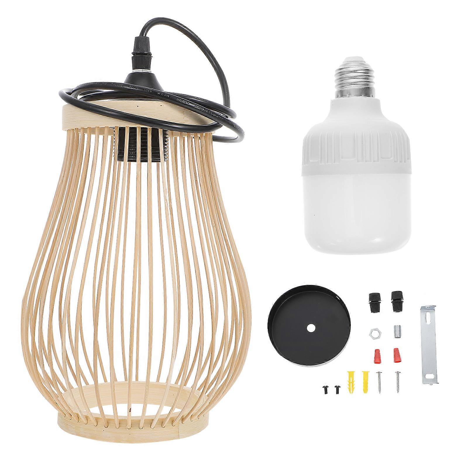 Manual Imitation Rattan Woven Lampshade Pendant Light For Home Decor In Grey 23X20X20CM Lighting 1Pack