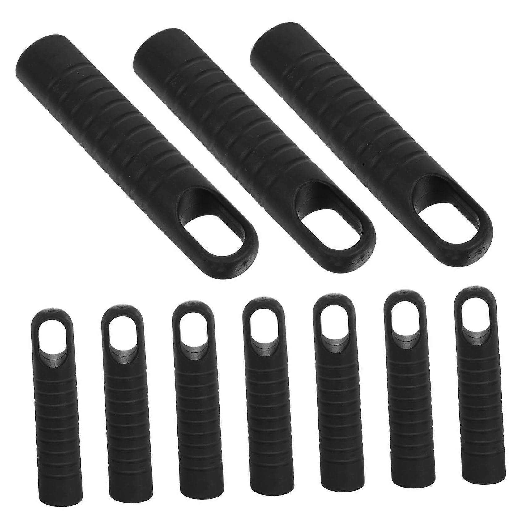 10 Pack Plastic Handle Replacement Grips for Broom Attachments, Compatible with Dustpan Handles, Black