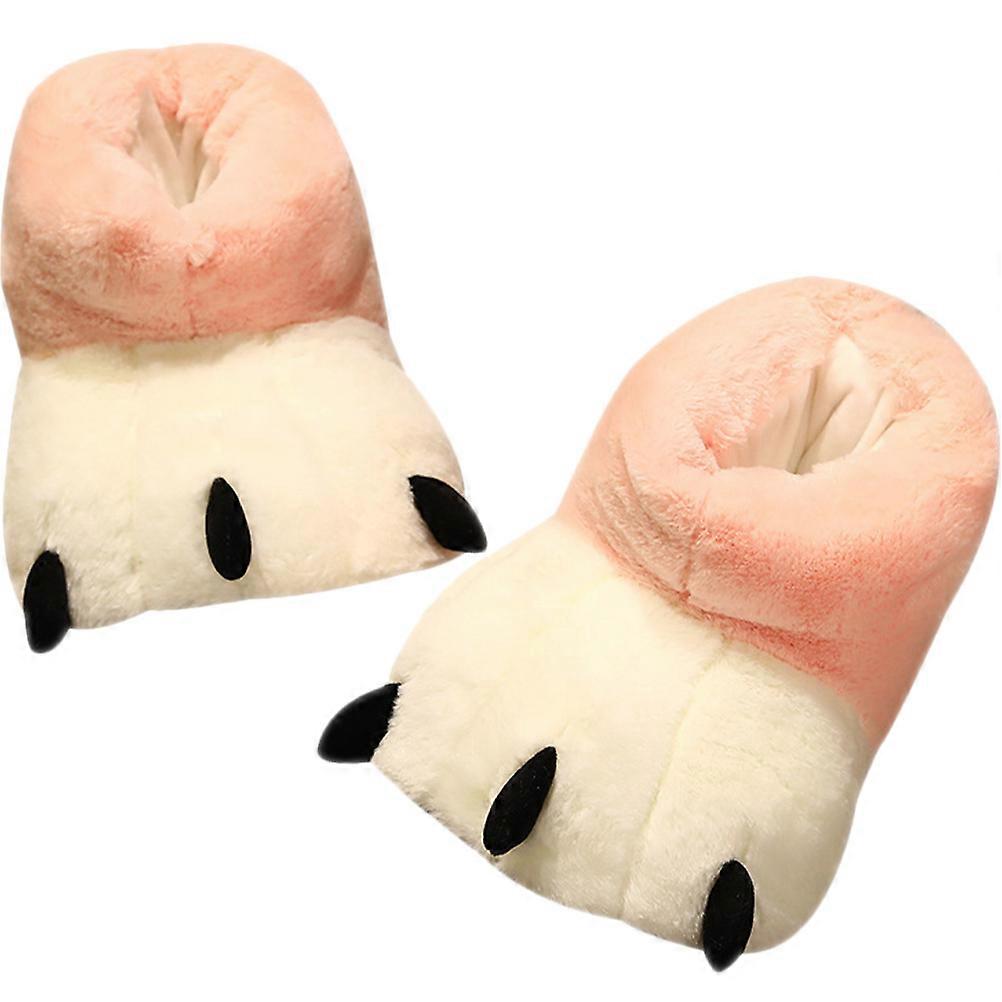 Winter House Slipper Plush Warm Slippers Women Indoor Use Paw Shape One Size Fits Most 1Pair