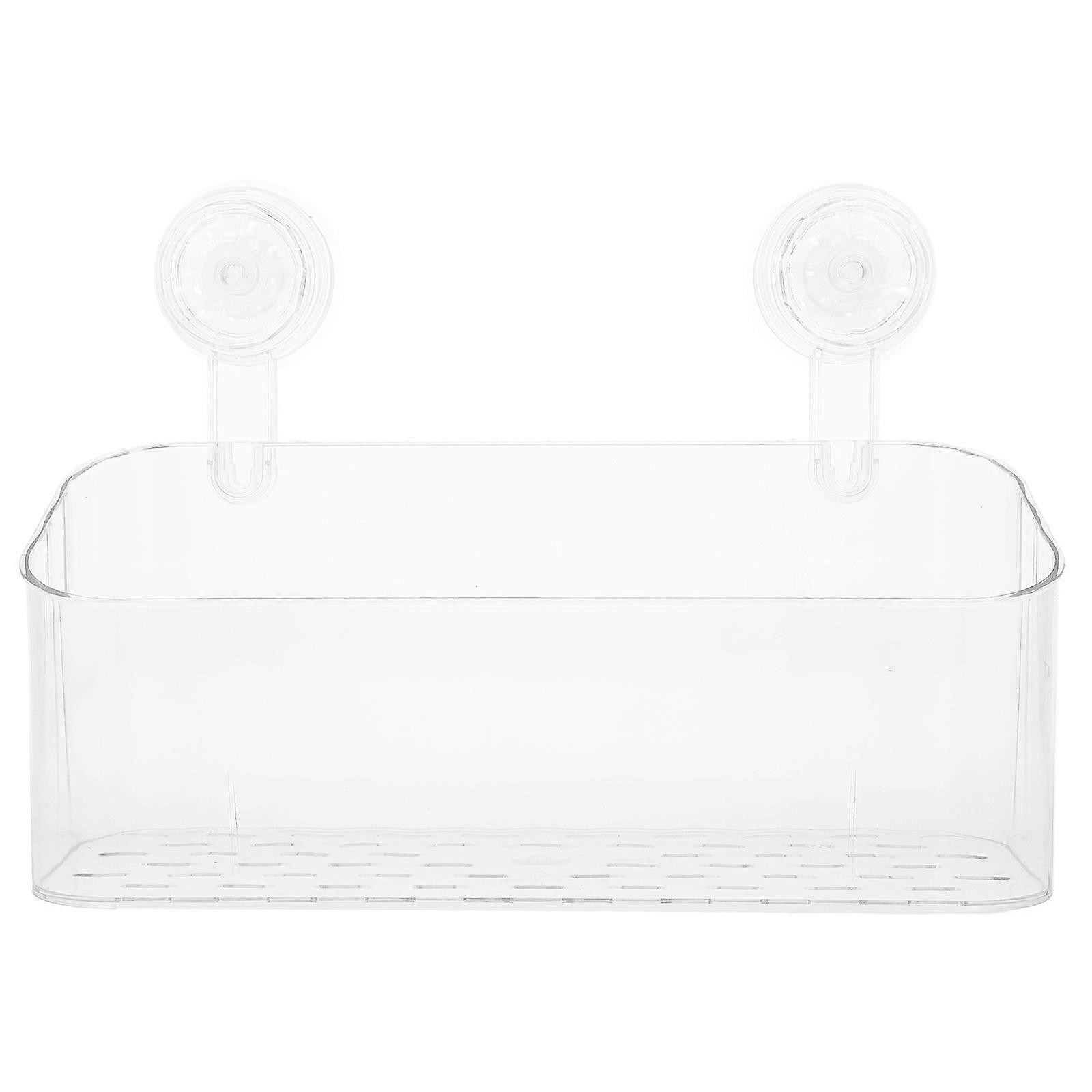 Transparent Wall Mounted Shower Storage Rack with Strong Suction Cup – No Drilling Required, Easy Installation Bathroom Organizer for Shampoo and