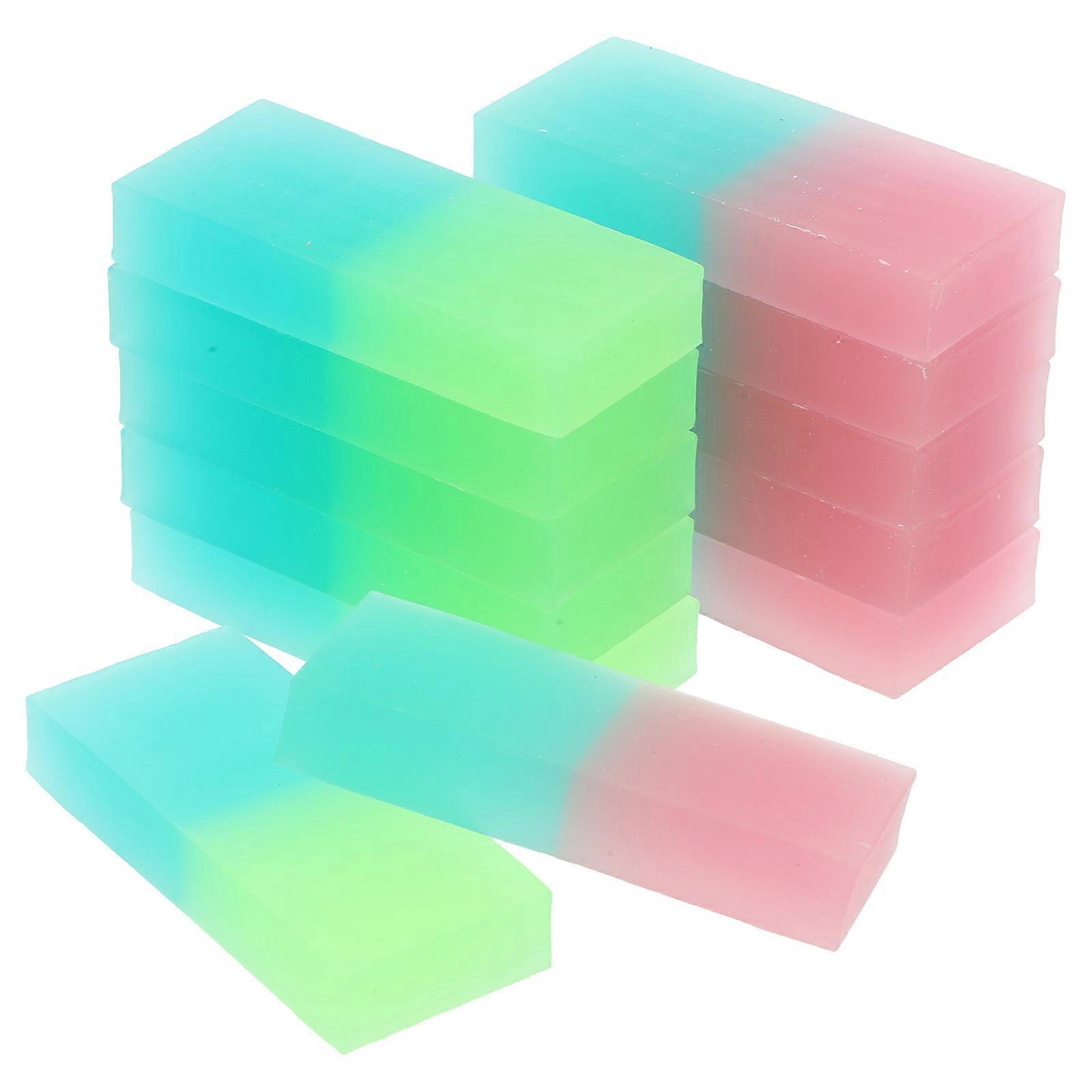 Pencil Erasers For Kids Jelly Design Rectangular Studying Erasers Assorted Color Wipe Mistakes 12Pcs