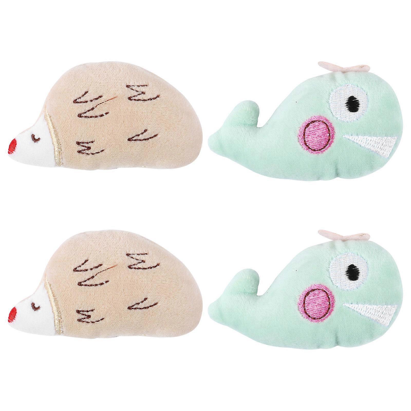 Catnip Toy Cartoon Animal Shaped Cat Molar Toy Plush Catnip Chew Toy Indoor Playtime 8.5X5X3.5CM Entertainment 4Pcs