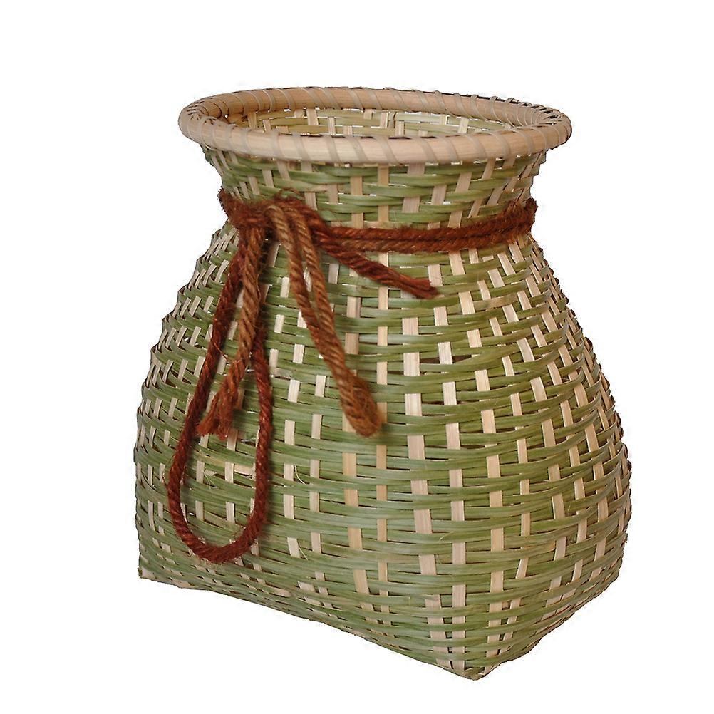 Retro Bamboo Woven Flower Basket Portable Storage Container for Home Organization – Versatile Use for Flowers, Fruits & Decorative Items