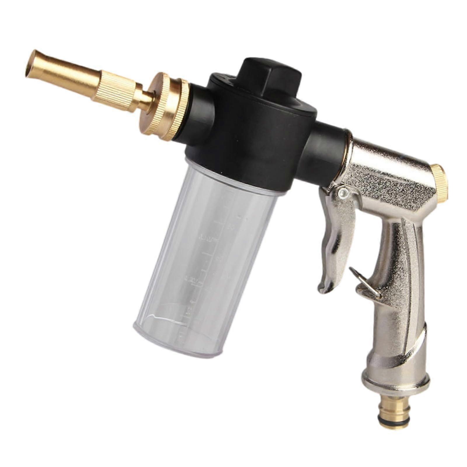 Adjustable Garden Hose Spray Nozzle with 3.5 Ounce Soap Dispenser for Efficient Car Wash and Home Use