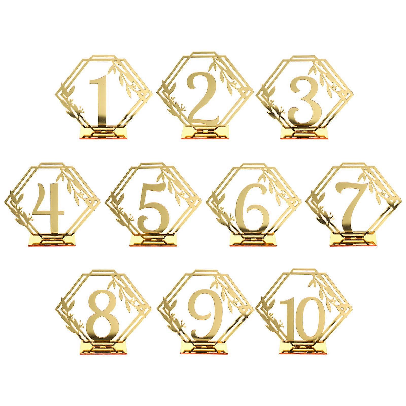Wedding Table Number Signs Hexagonal Seating Arrangement For Banquet Golden 10Pcs