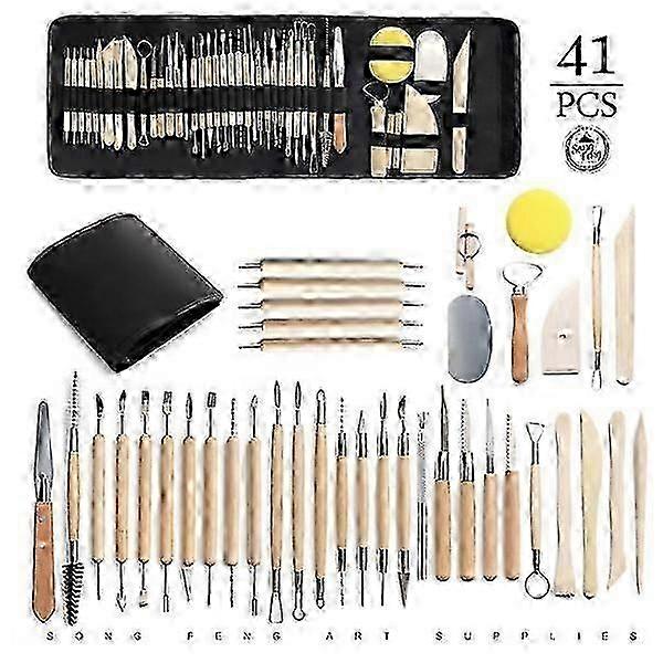 41 Pcs Clay Sculpting Chisel and Modeling Tools for DIY Artists with Storage Bag