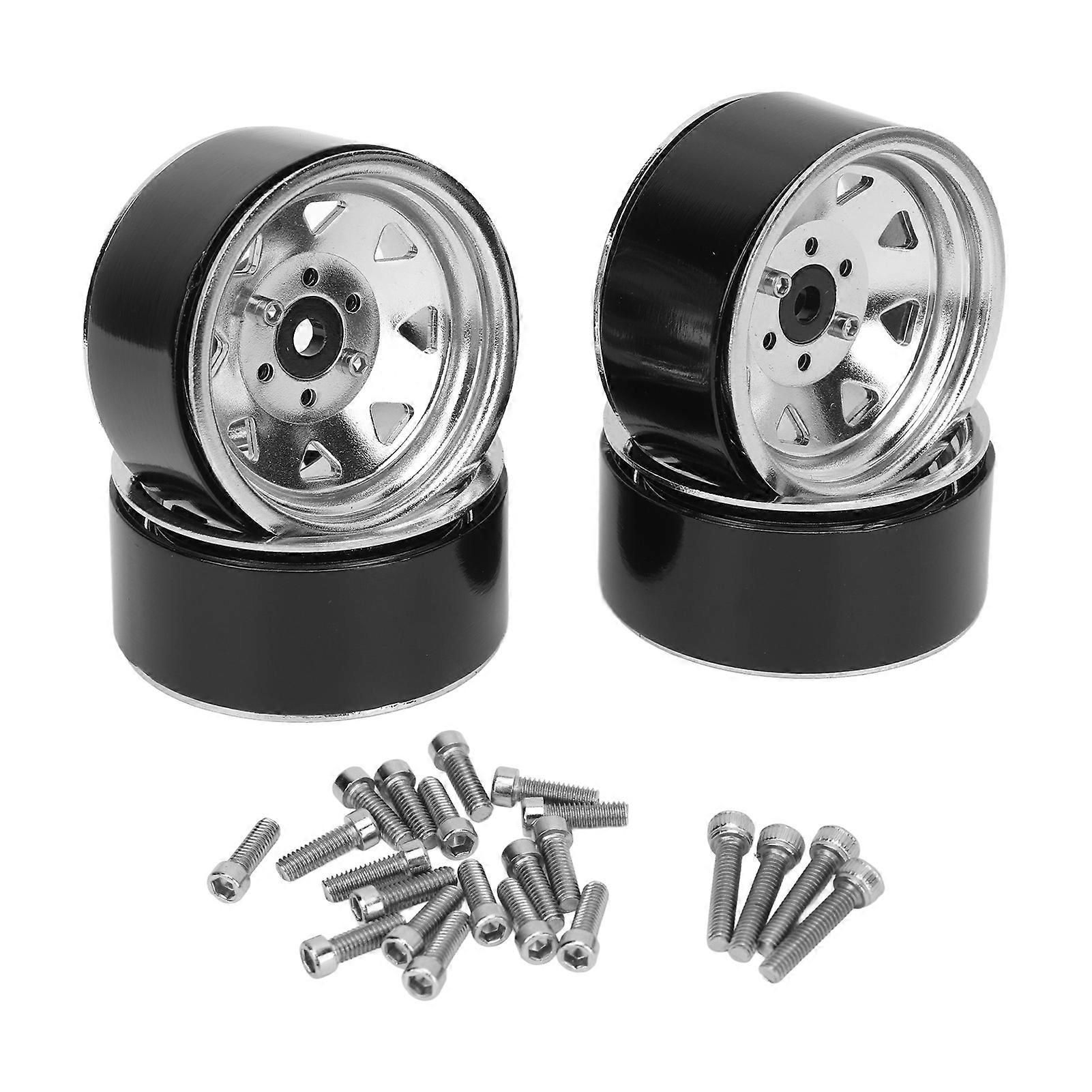 4 قطع 1.9 بوصة RC جنوط يونيفرسال صالح دعم قوي 8 مكبرات صوت مجموعة حافة العجلة ل Axial SCX10 SCX10 II SCX10 III Silver