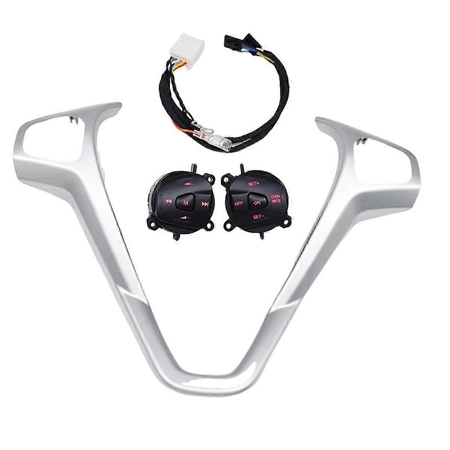 For Ford Fiesta MK7 MK8 Escort Ecosport Car LED Cruise Switch Button with Steering Wheel Trim Frame