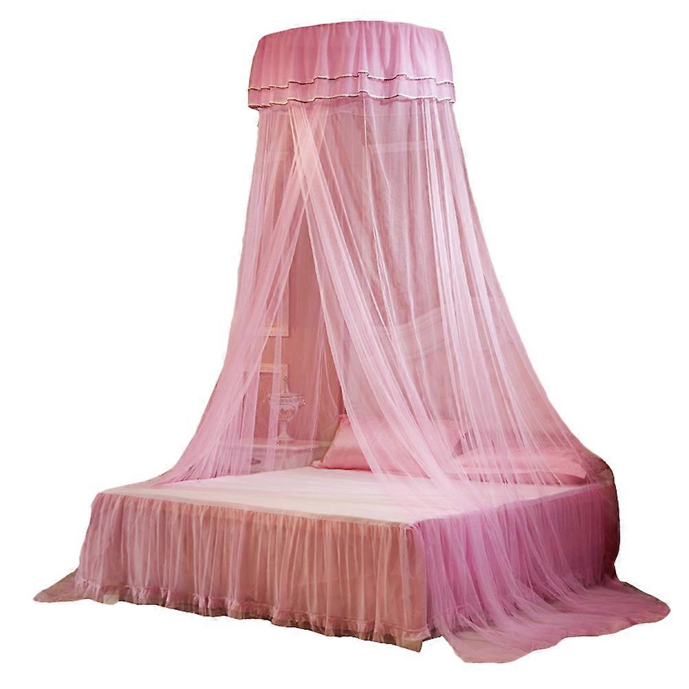 Lit suspendu Auvent Plafond Rose Dentelle Lit Net Auvent Style Classique Respirable 65 * 270cm 1Set
