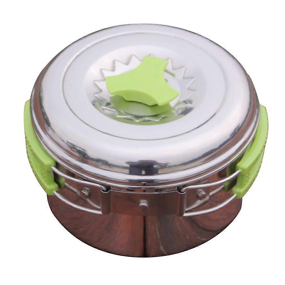 Stainless Steel Camping Pot Portable Outdoor Cookware with Foldable Handle and Lid 1Pc Silver