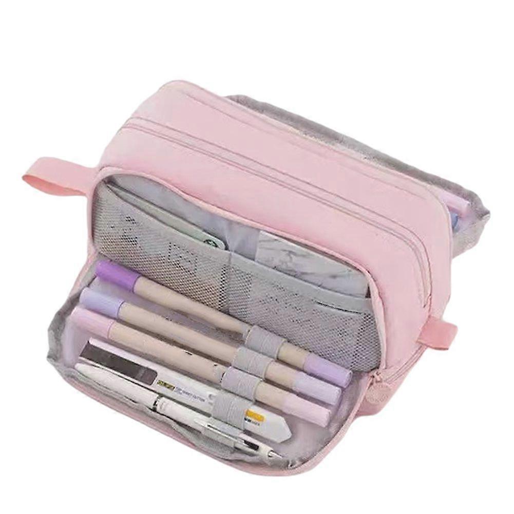 Large Capacity Four-Opening Pencil Case Popular Pencil Case Uniform Pencil Case Multi-Function Simple Solid Color C