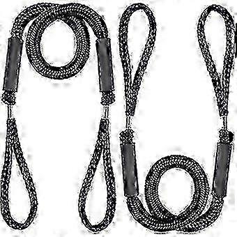 Set of 2 Elastic Dock Lines for Boats, Kayaks, and Anchors, Mooring Ropes 124-170 cm, Black