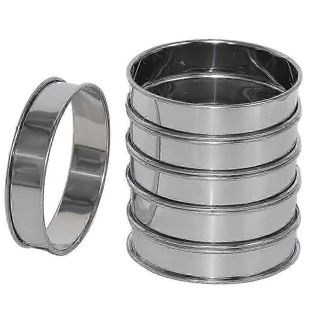 6 Pack 4 Inch Double Rolled English Muffin Rings, Stainless Steel Crumpet Rings, Tart Rings, Round (haoyi