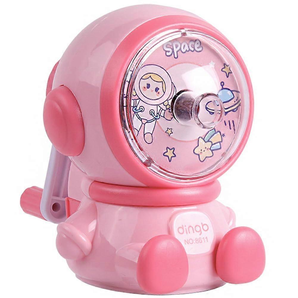 Astronaut Pencil Sharpener Manual with Container, Hand Crank Desktop Sharpener for Kids, Cartoon Style, Durable Design