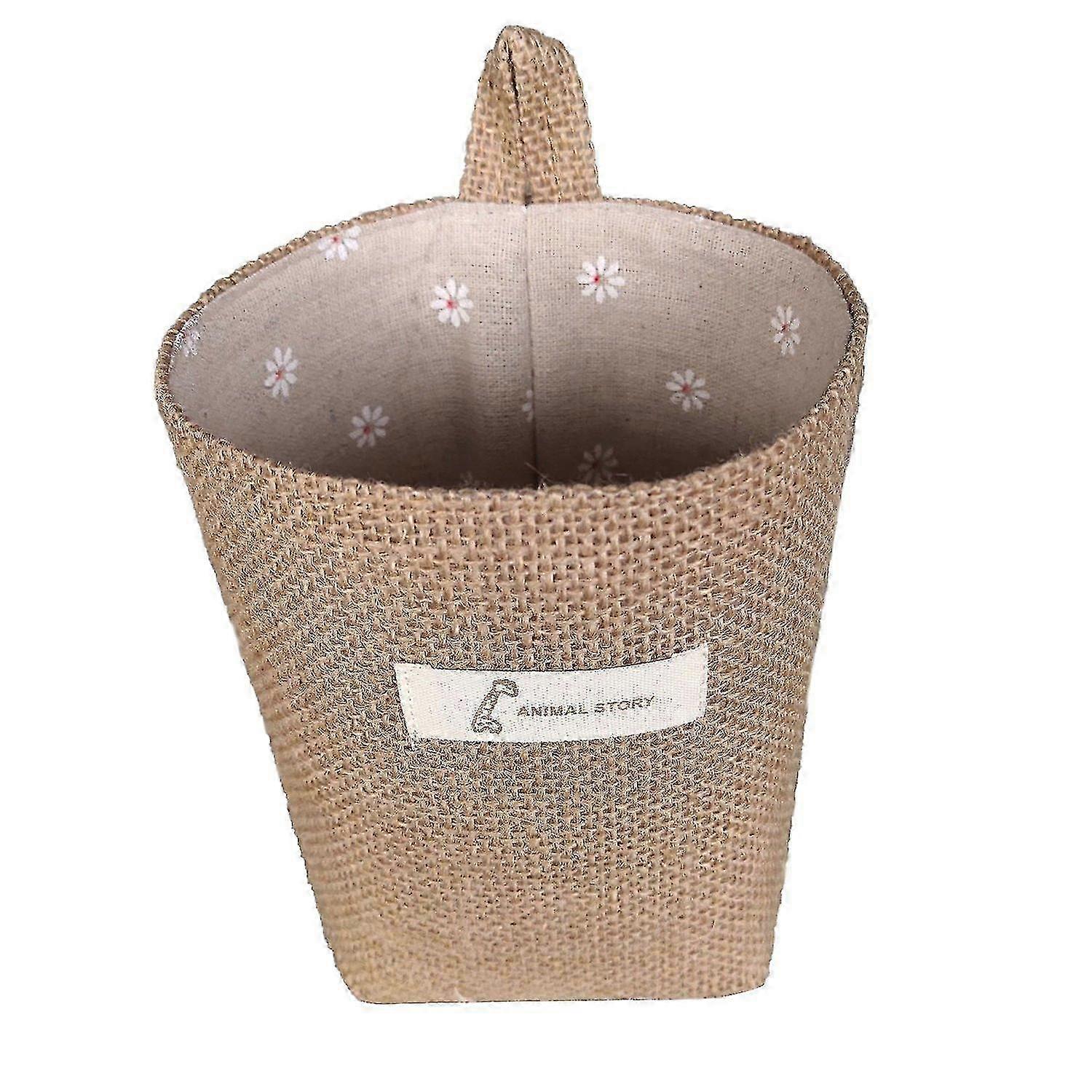 Creative Large Capacity Multifunctional Jute Storage Basket for Wall Hanging and Desktop Use