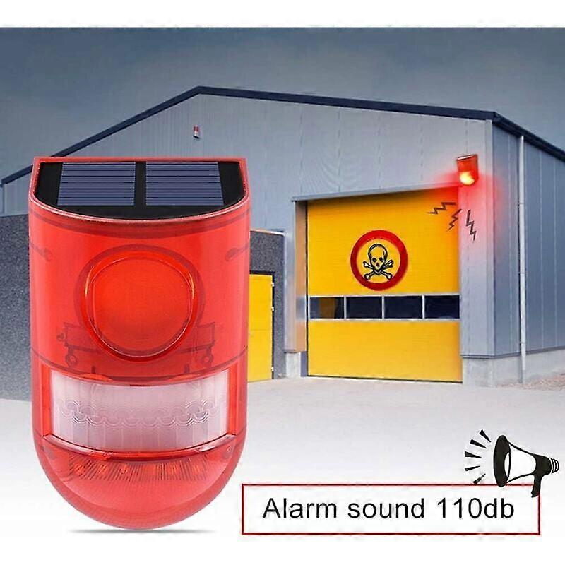 Solar Alarm Motion Detector - Sound and Light Siren - 110 dB - Villa, Farm Security