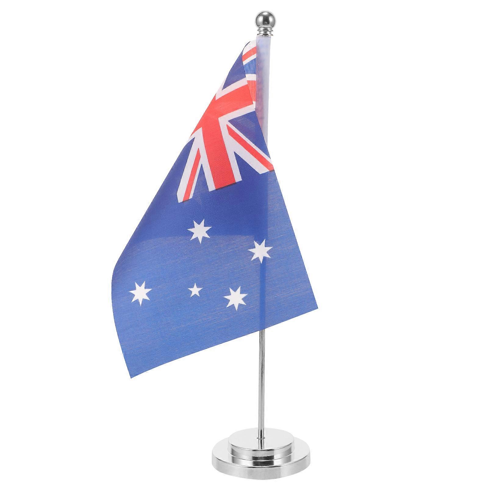 Country Flag Ornament Tabletop Flag With Stand Rectangular Shape Polyester Iron Material 30.00X7.00X7.00CM 1Set