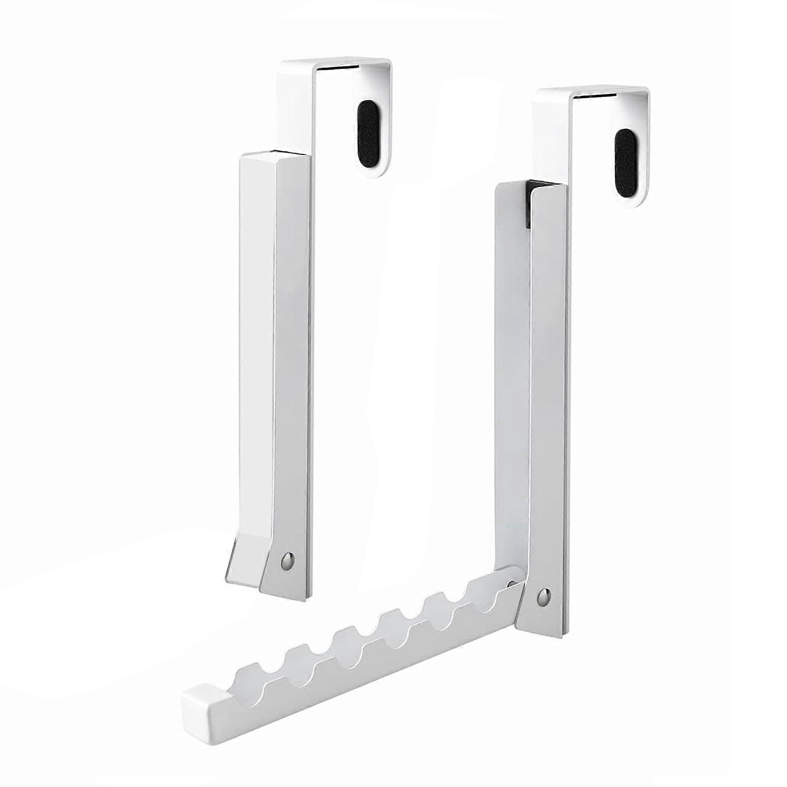 Foldable door hooks for drying clothes with 6 grooves for hanging clothes, coats, hats, towels, 2 pieces (white)