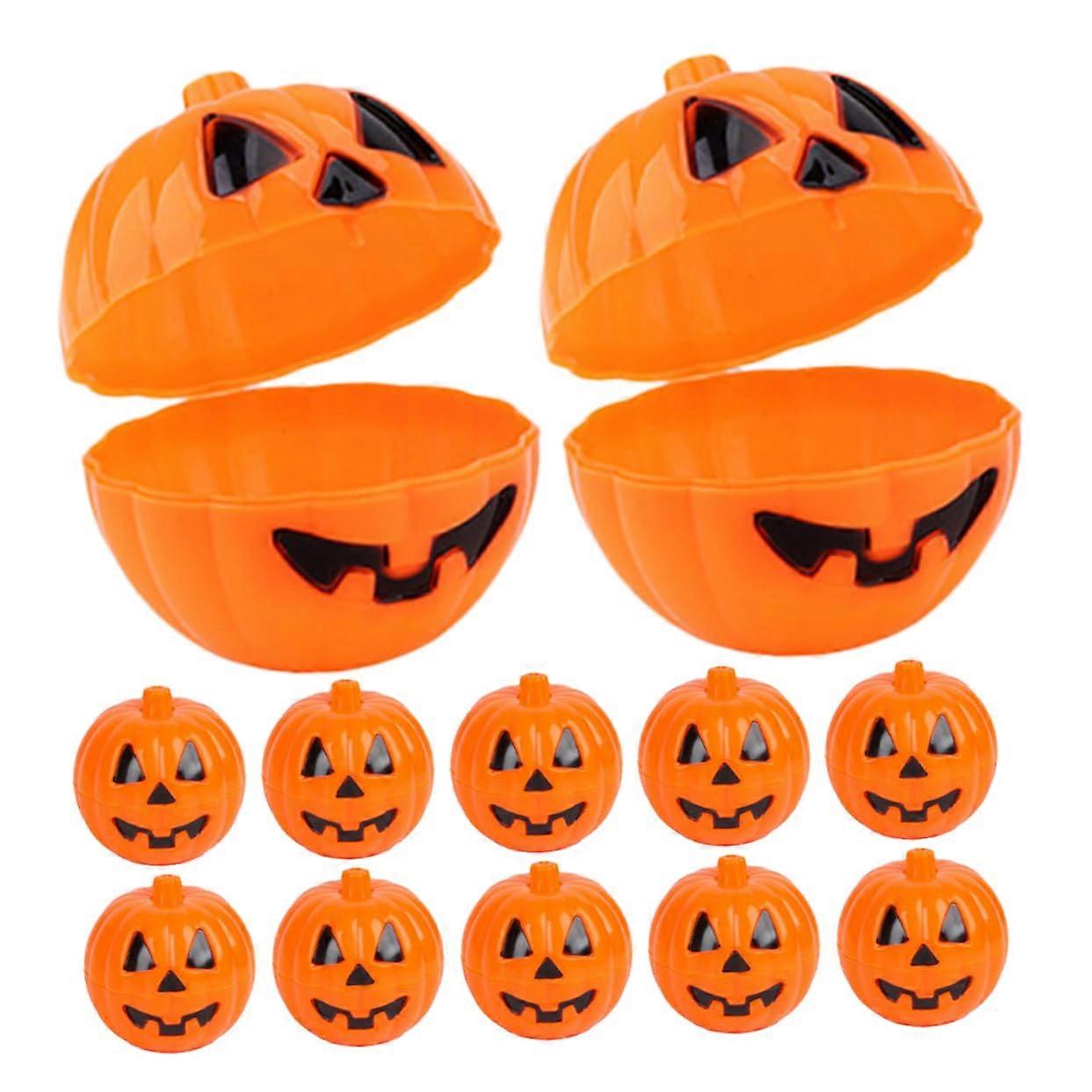 24 stykke fyldbar mini græskar beholder, plast græskar opbevaringsboks, halloween græskar slikholder til fest dekoration og opbevaring