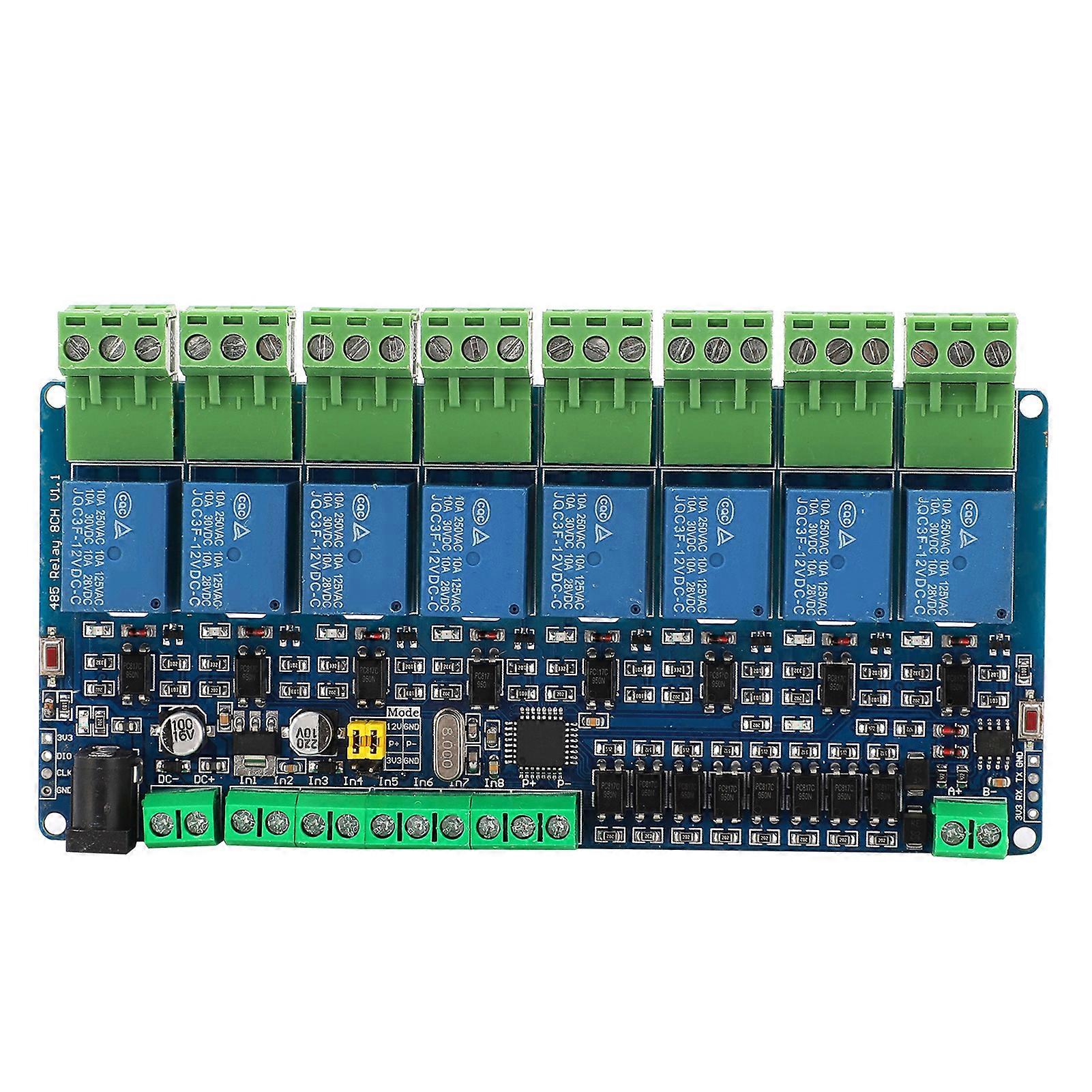 8 Channel Relay Module 8CH Input Output RS485 TTL Communication Interface DC 12V