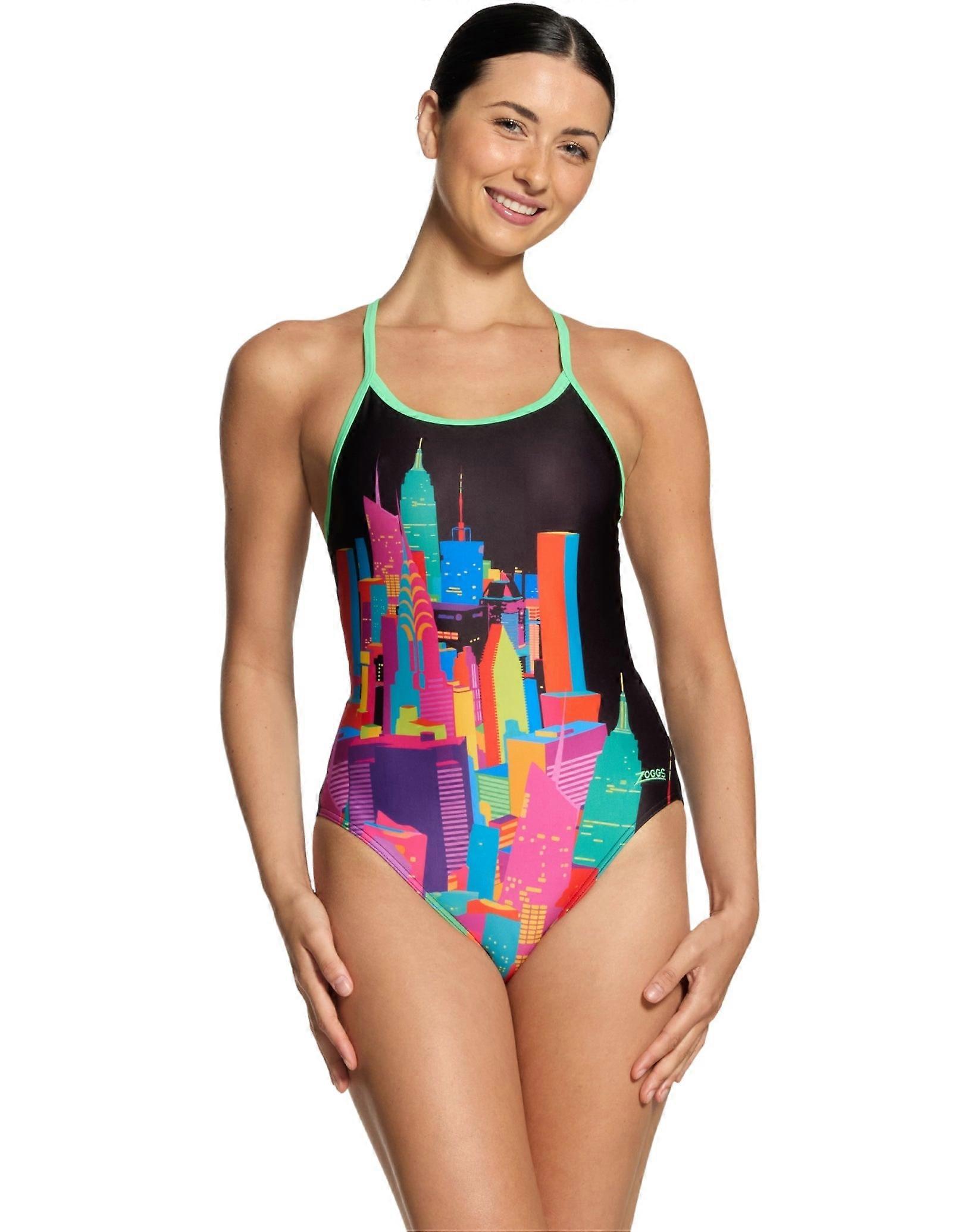 Zoggs Skyscraper Sprintback Swimsuit - Black/Multi