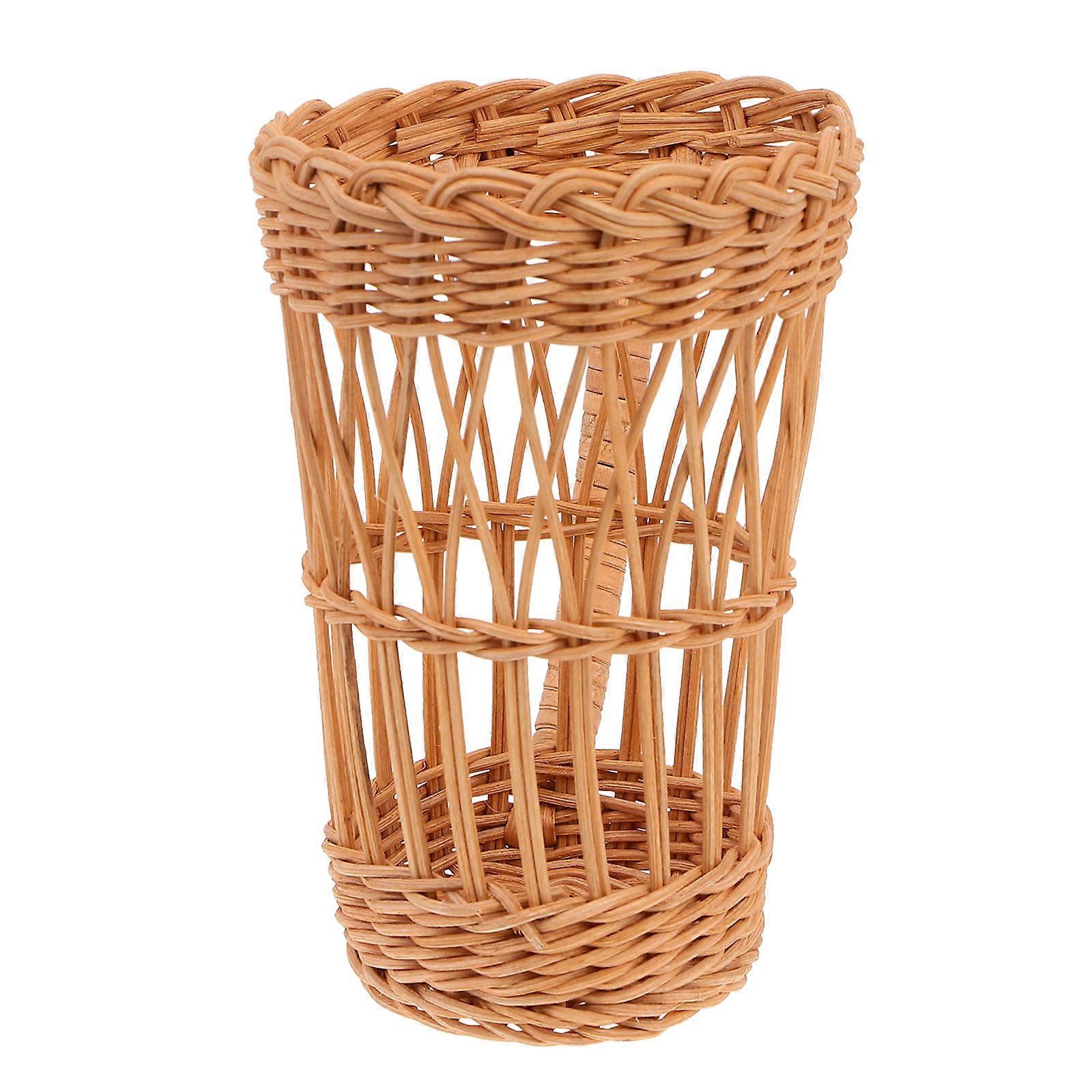 Wood Bottle Sleeve Rattan Cup Sleeve Accessory For Glass Cup In Coffee Shop Brown 15x9cm 1Pc