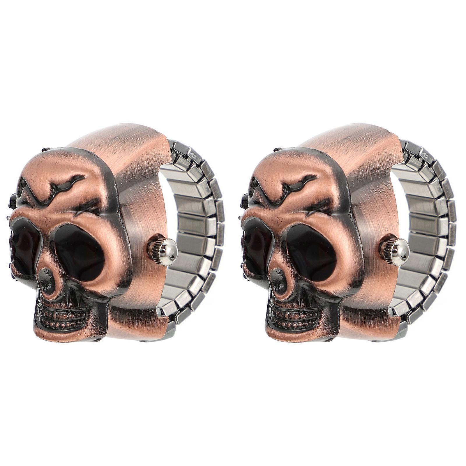 Skull Ring Watches Open Lid Vintage Ghost Finger Watches for Halloween Comfortable Chic Style