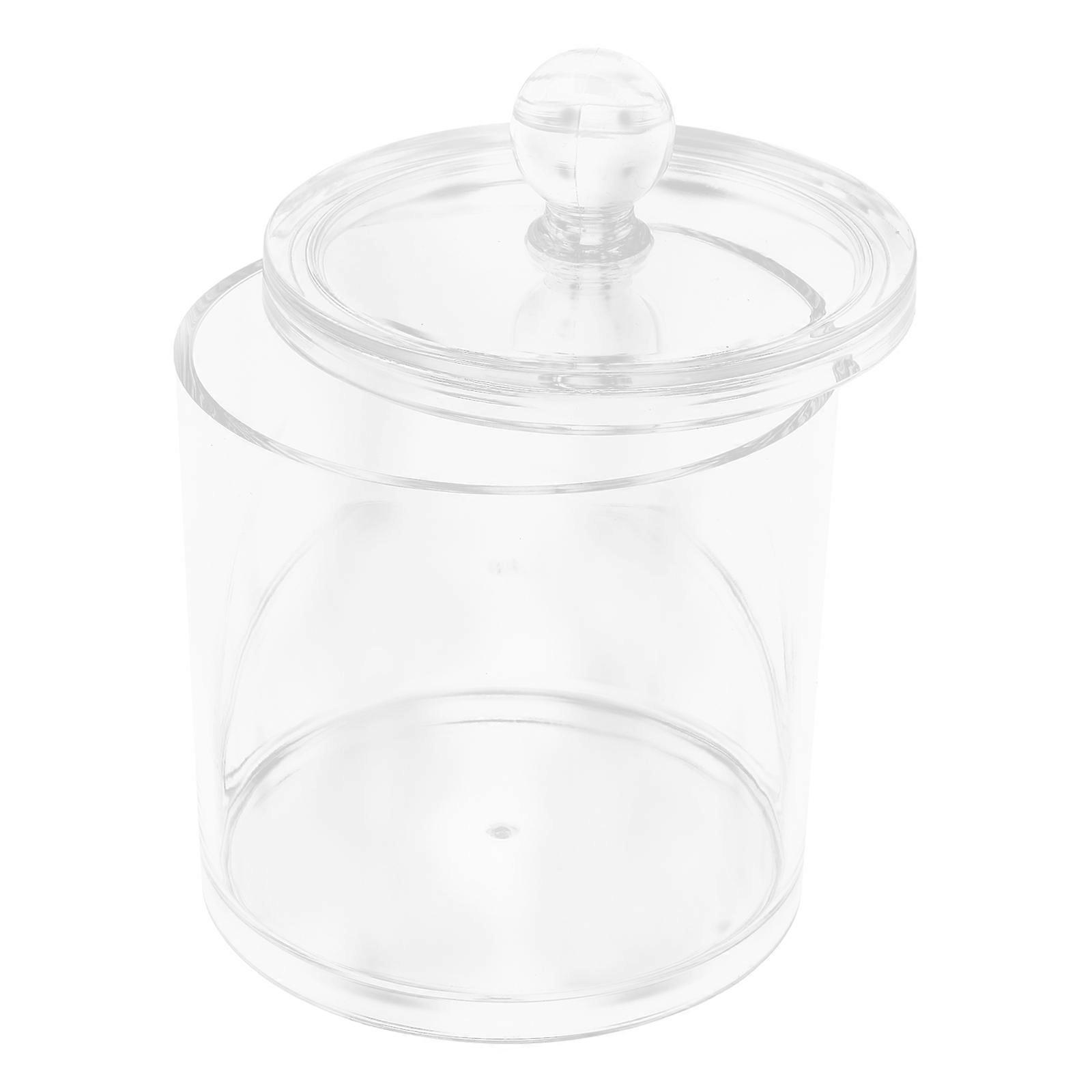 Cotton Swab Container Multifunctional Bathroom Organizer 3.9×3.9×3.9in Transparent 1Pcs