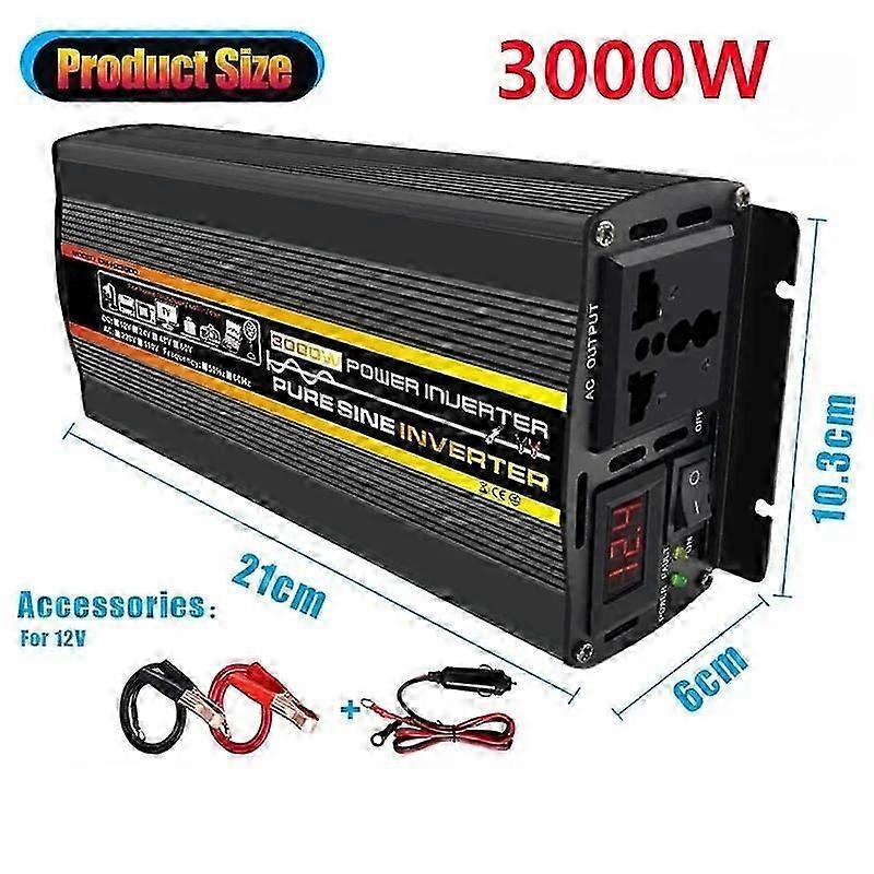 8000W/10000W Pure Sine Wave Power Inverter Voltage Transformer Intelligent Digital Display Car Home Outdoor DC12V 24V 48V 60V -220V Converter