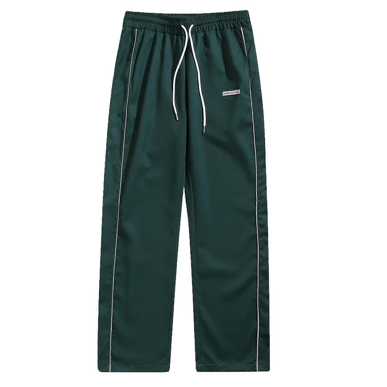 Jogging Bottoms Men's Lightweight Cotton Sweatpants with Elastic Waist and Drawstring, Breathable Straight Leg Training Trousers with Pockets