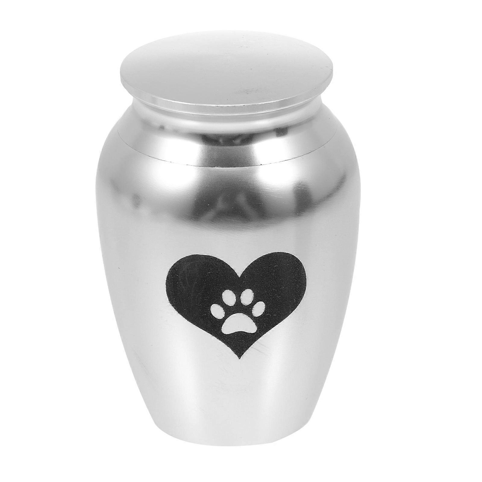 Creative Stainless Steel Pet Cremation Urn for Storage Silver Small and Portable Lightweight Design