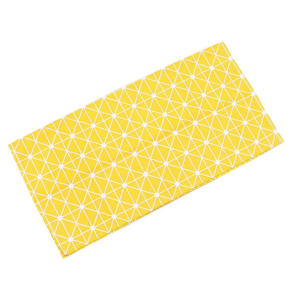 Decorative Cotton Linen Tablecloth 60x60cm Yellow Thicken Square for Party and Home Use Checkerboard Pattern Protect Against Scratches 1Pack