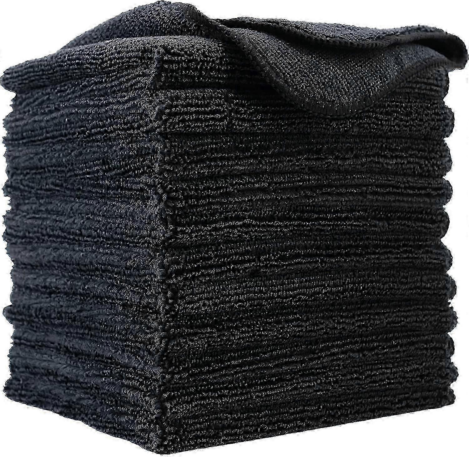 2025 Premium 30X30 cm Microfiber Cleaning Cloths 12 Pack (Black)