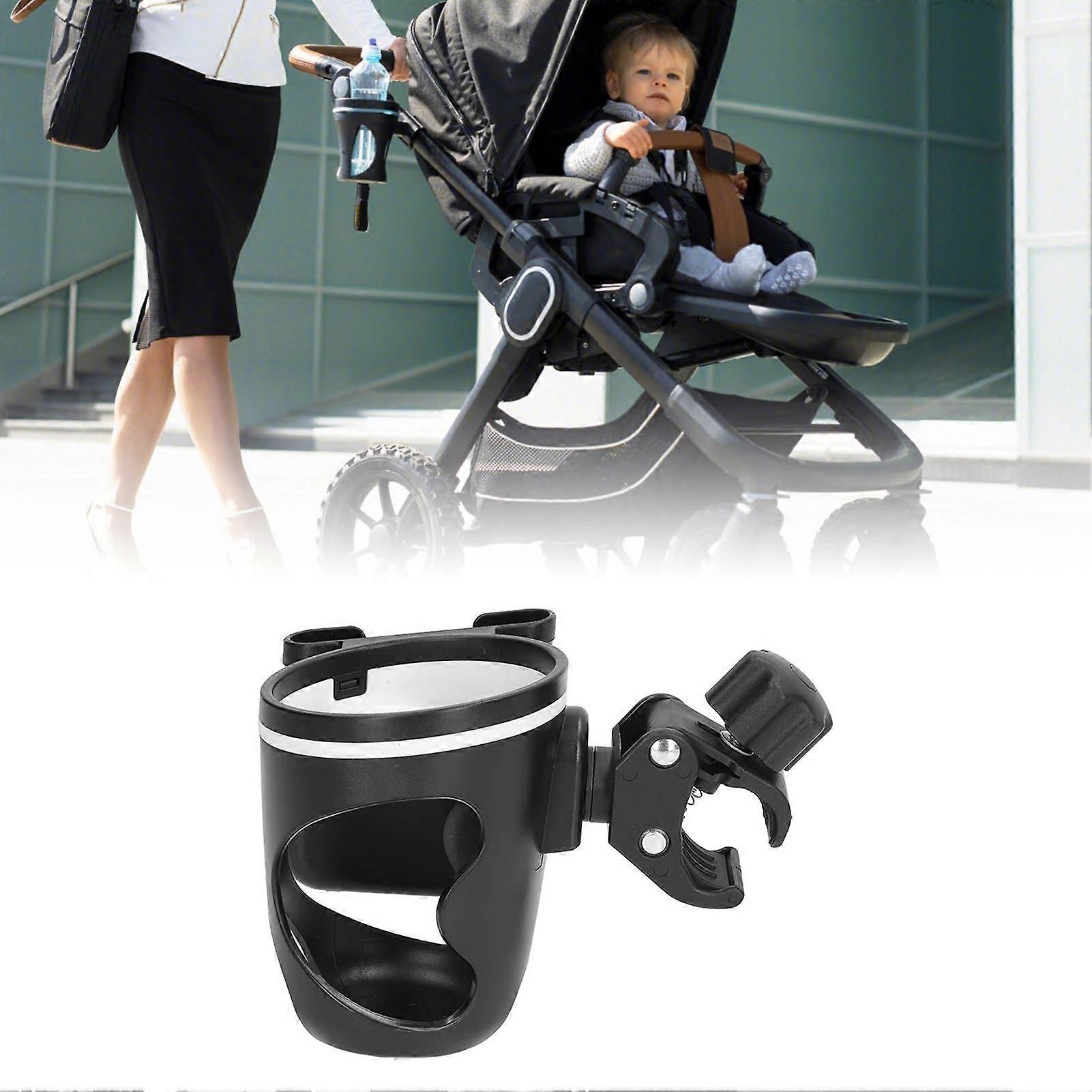 Baby Stroller Cup Holder Prevent Slipping Adjustable 360 Degree Rotating Universal 2 in 1 Stroller Drink Rack with Clip 