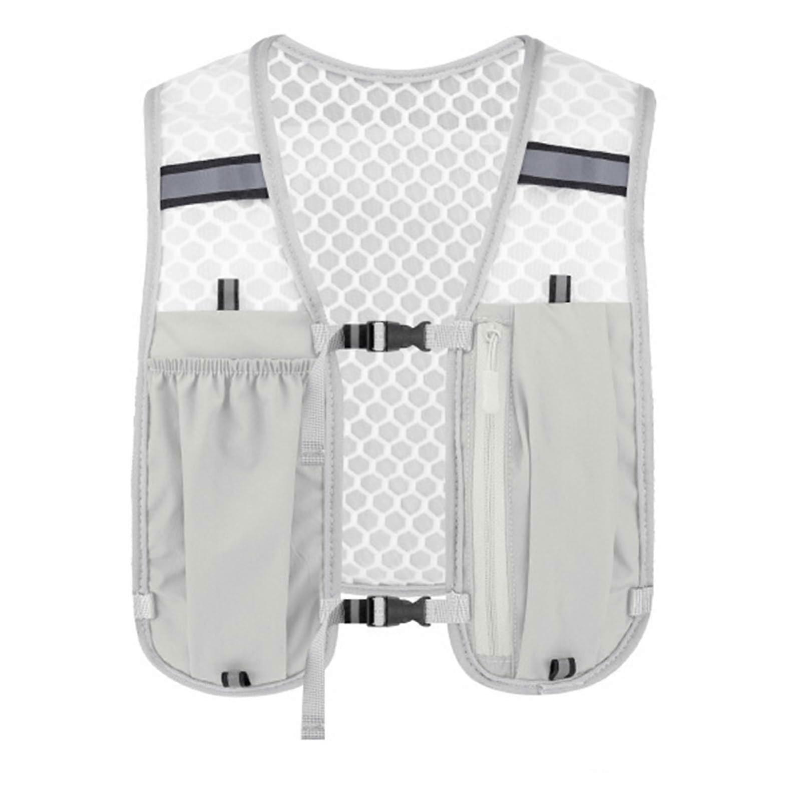 Laufweste Unisex Reflektierende Laufjacke mit Handyhalterung Atmungsaktiv Leicht Grau für Laufrucksäcke Wasserblase