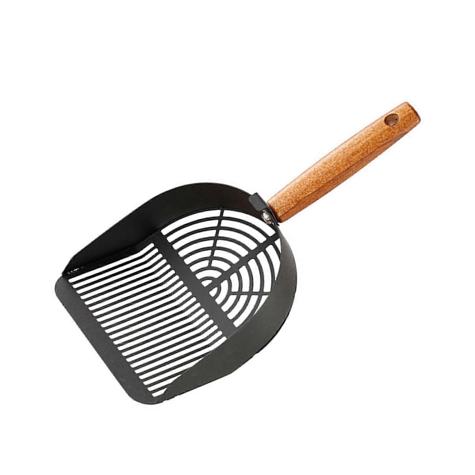 Stainless Steel Pet Litter Scoops with RustResistant Wooden Handle for Easy Waste Removal and Efficient Sifting – Carbon Steel A