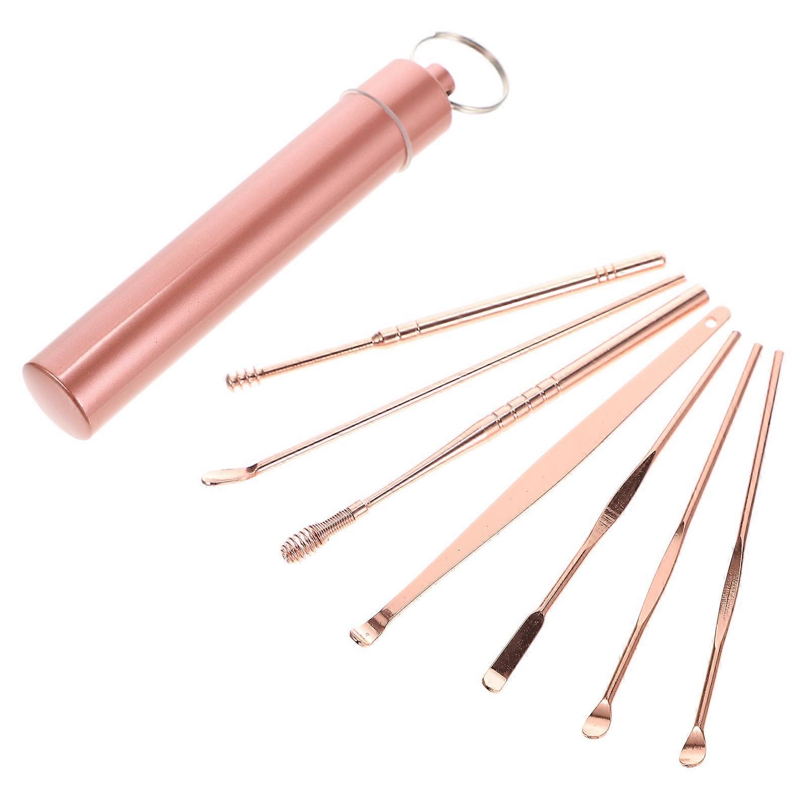 7 Pcs 1 Set Ear Spoons Wax Removal Tools with Storage Tube