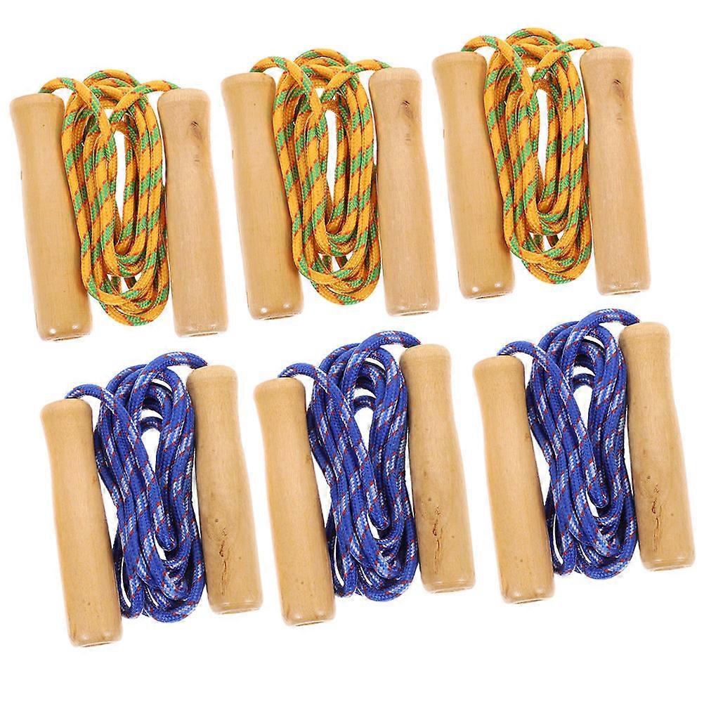 6pcs Wooden Handle Weighted Jump Rope for Endurance Training, Durable Exercise Rope for Fitness and Coordination Development