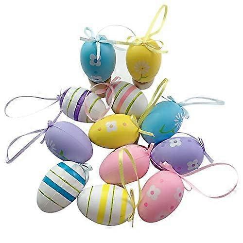 Easter Hanging Eggs, Tree Decoration, Colourful Plastic Easter Eggs (24)