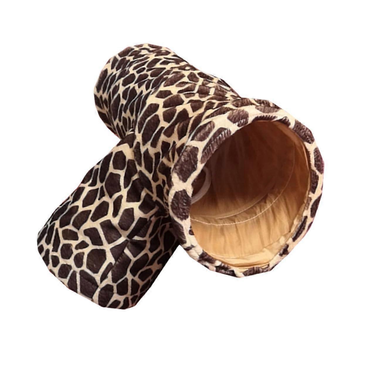 Pet Hamster Tunnel for Rabbits and Guinea Pigs, Flannel Leopard Hideout, Durable Small Animal Toy, 30-inch Size