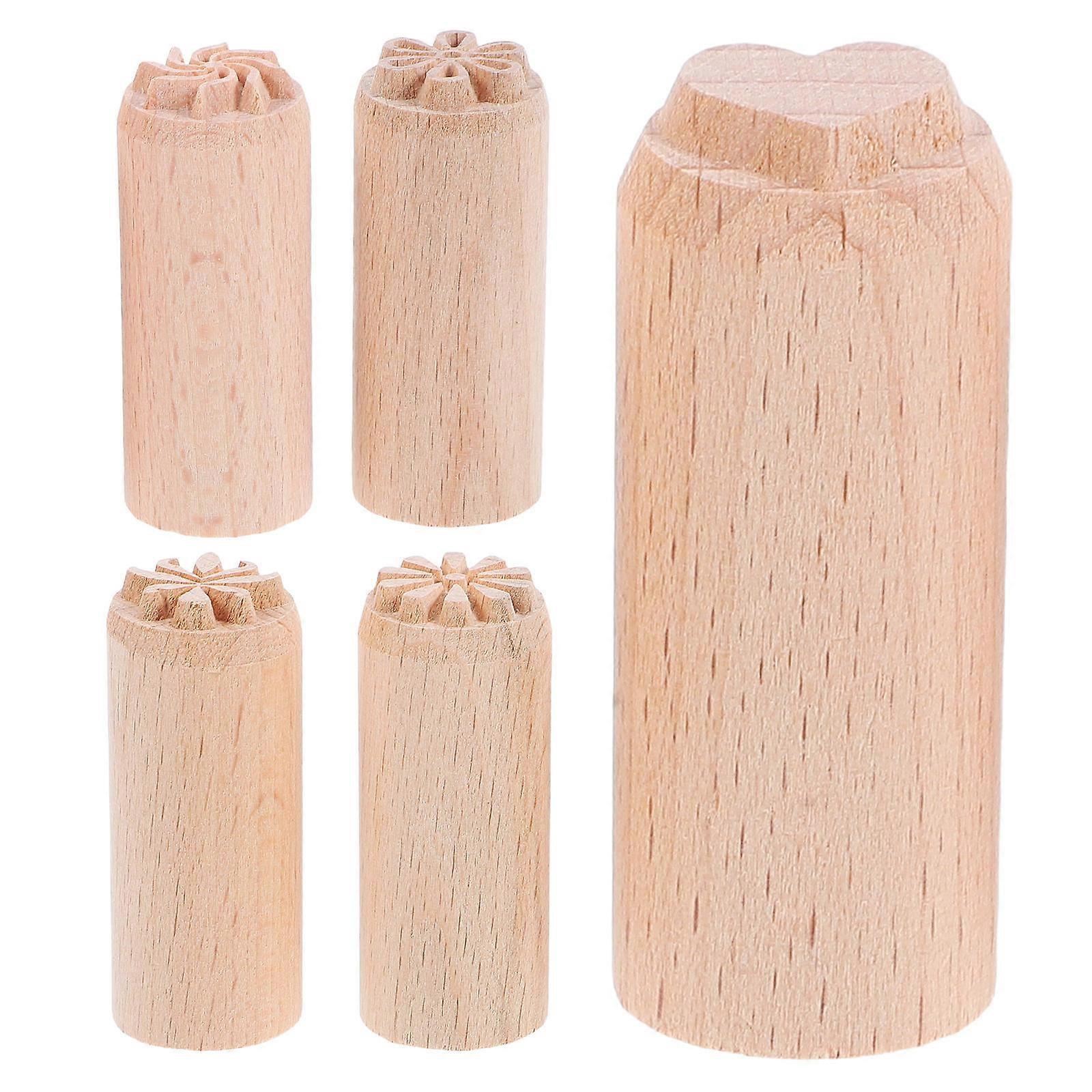 Wooden Stamps for DIY Craft Use with Synthetic Material Beige Color Various Patterns Lightweight