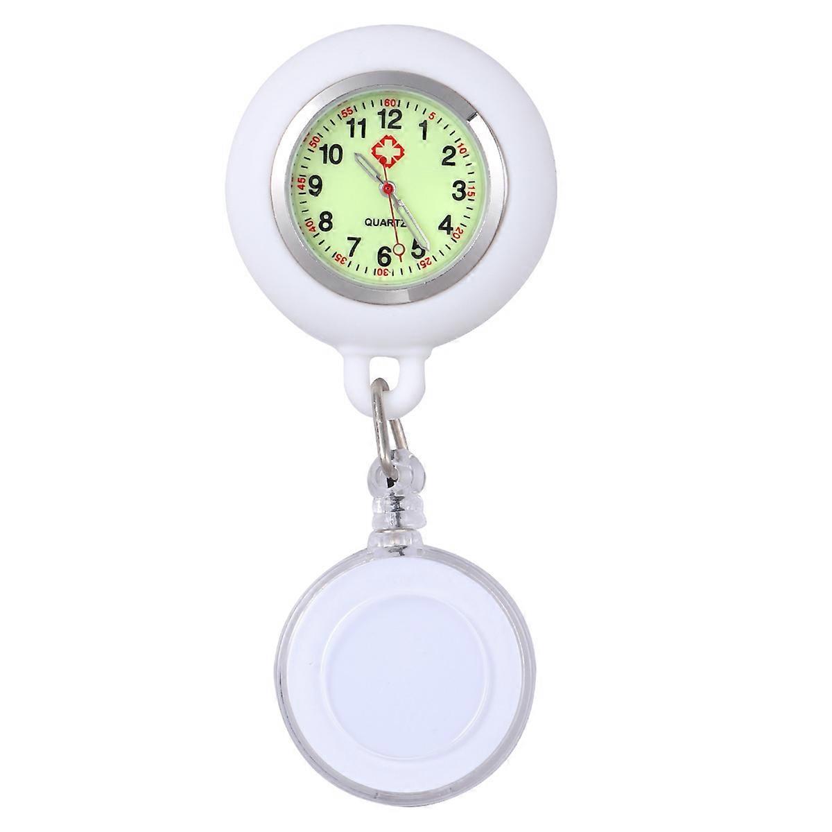 Nurse Badge Reel Pocket Watch Clip-on Function White Luminous