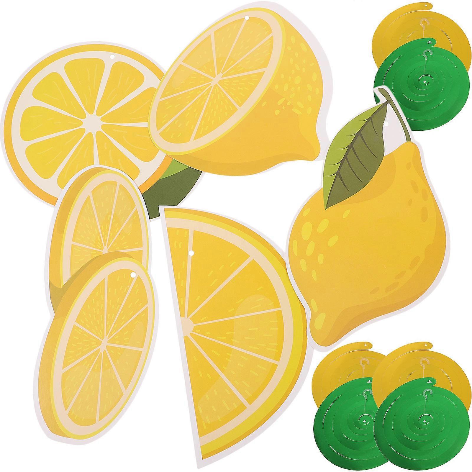Lemon Hanging Swirl Decorations for Party and Home Decoration Yellow Paper Festive Ornaments 10 Sets