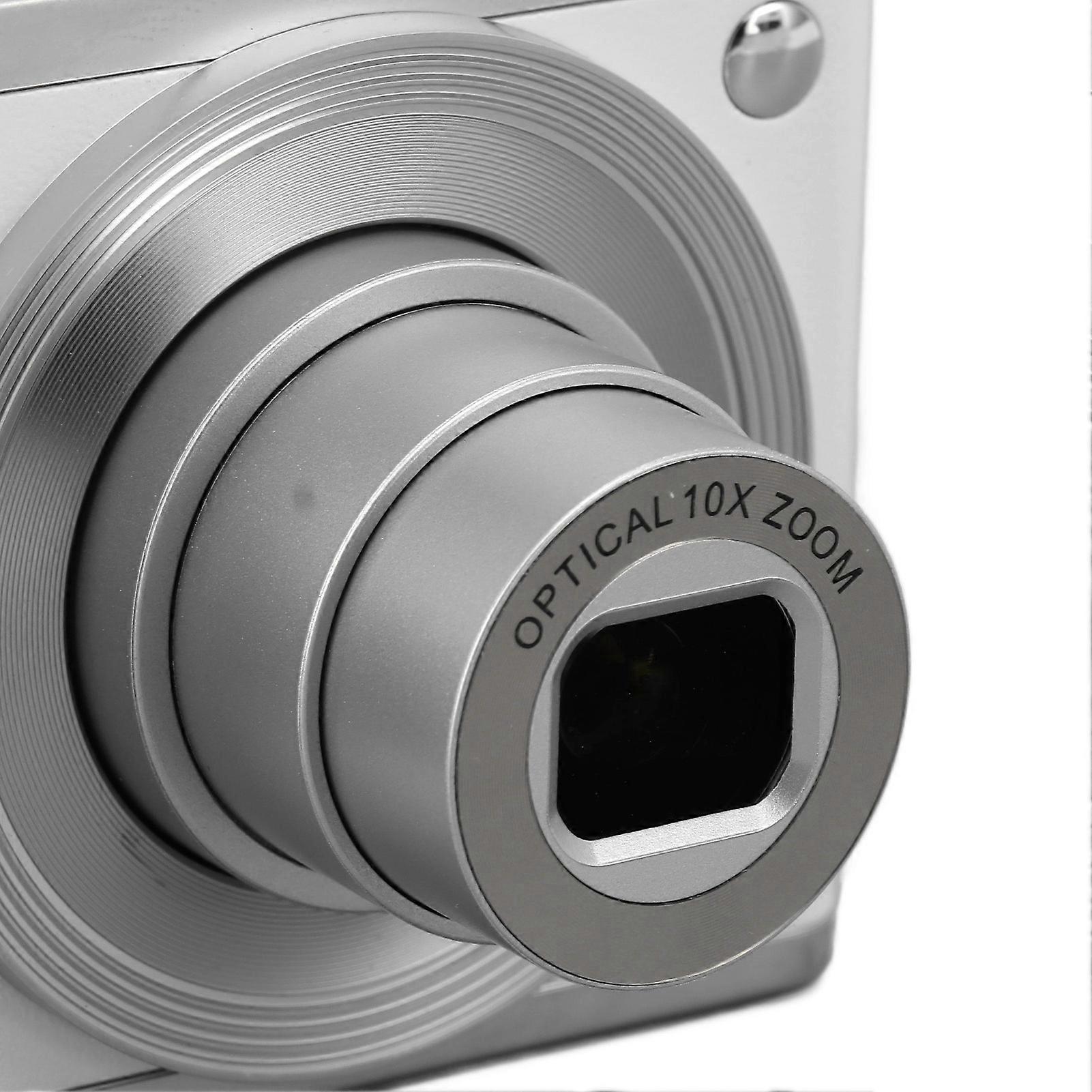 60MP 4K Ultra HD Digital Camera Dual Screen Auto Focus Light Sensitive 10x Optical Zoom Anti-Shake Portable Outdoor Compact Camera White
