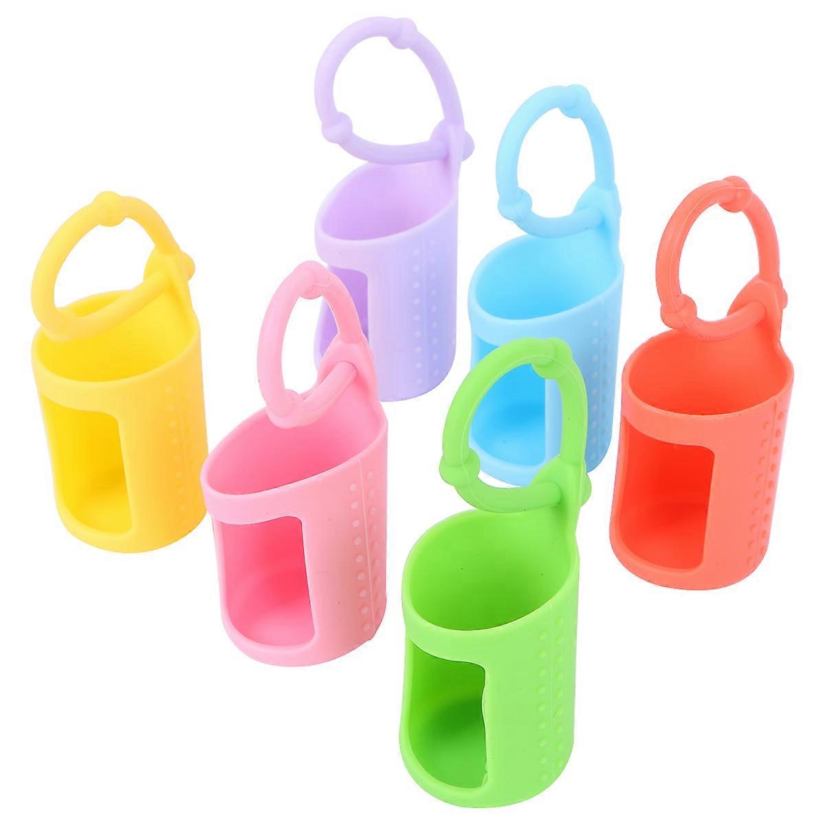 6pcs Silicone Bottle Holder for Essential Oil Protection in Assorted Colors 15ml