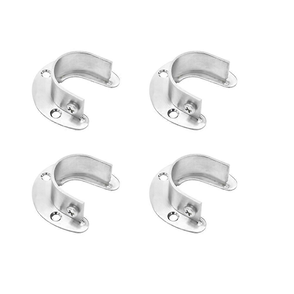 クローゼット用ステンレススチールハンギングロッドサポート 4個シルバー32mm