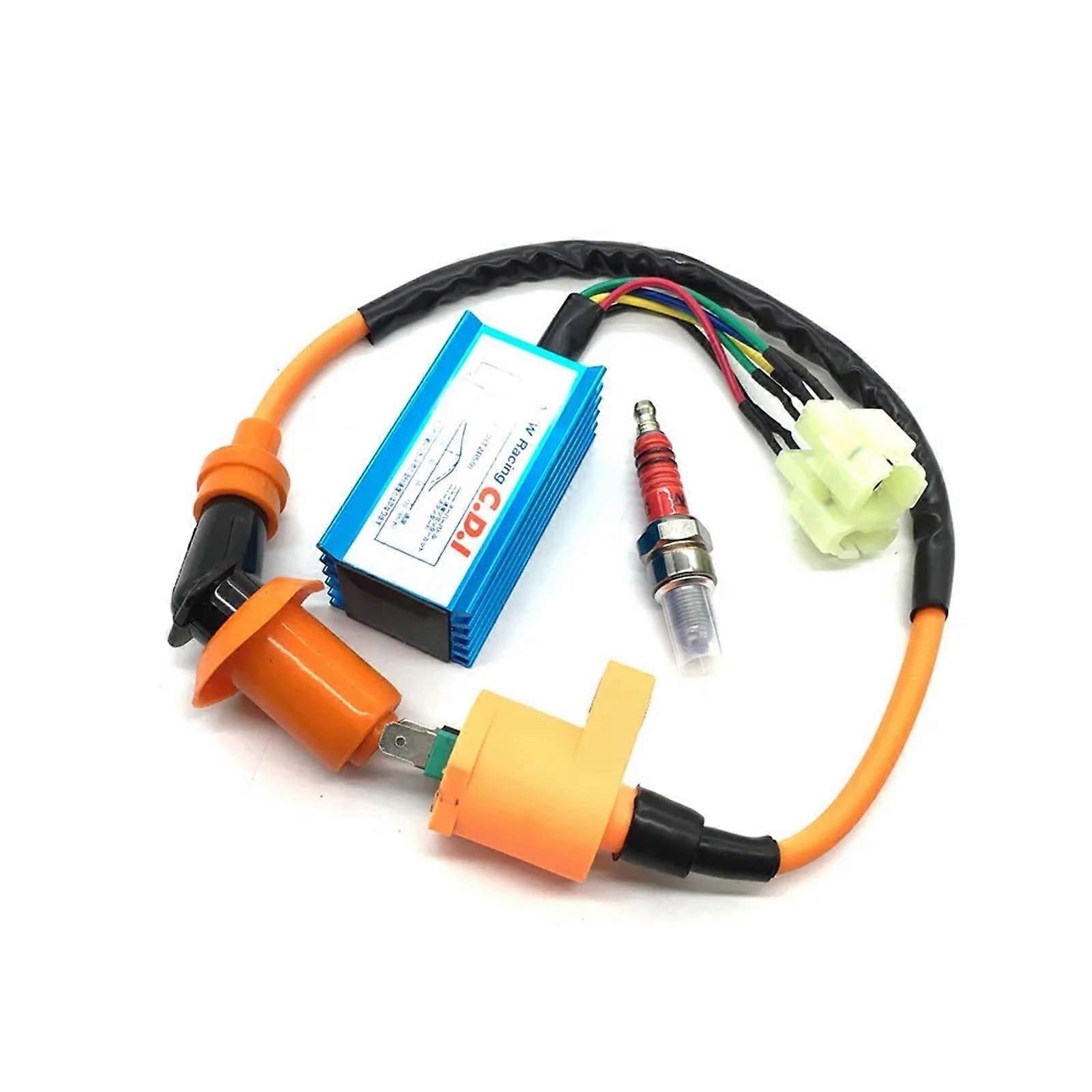 Ignition Coil for Gy6 150cc 125cc 50cc Scooter Racing 6pin CDI Spark Plug Set