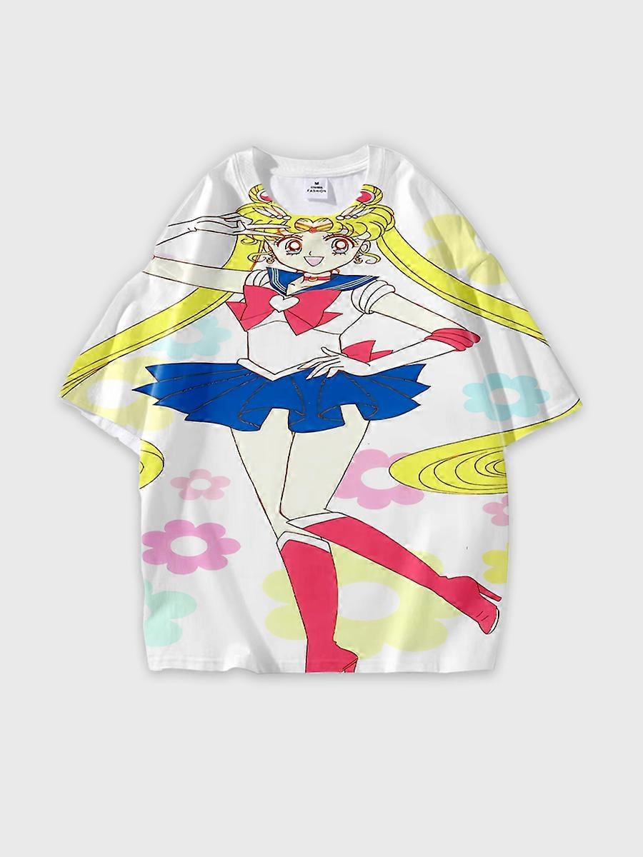 T-shirt round neck Role Pattern loose short sleeve D2344