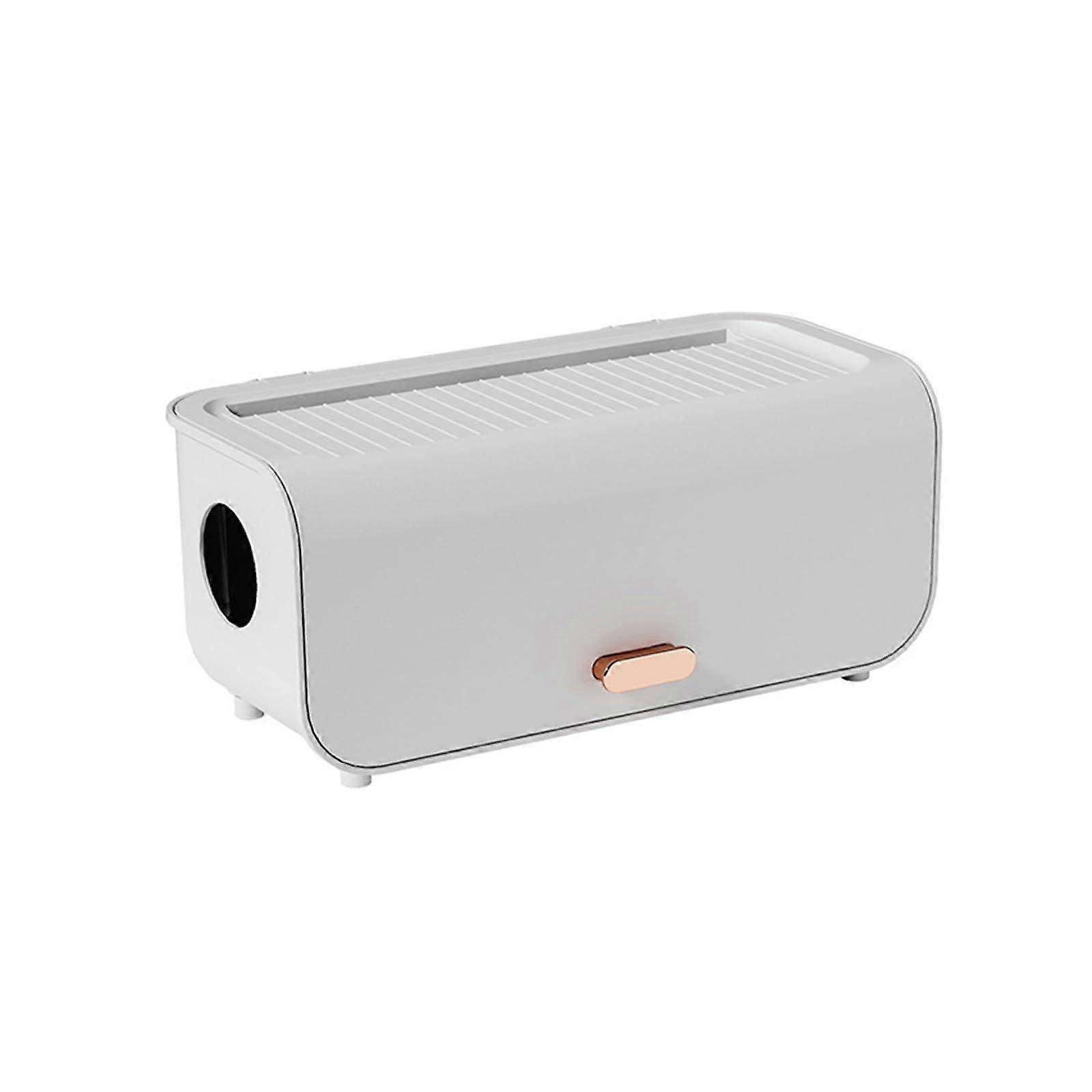 Cable box desk storage case for power cords, dustproof, waterproof (White)